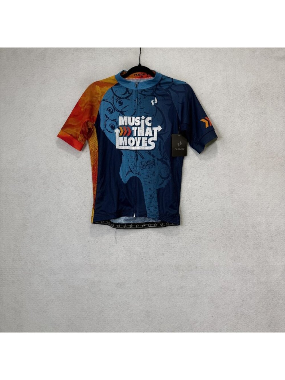 Panache Cycling Jersey Mens Medium Blue Music That Moves Short Sleeve Bike Top